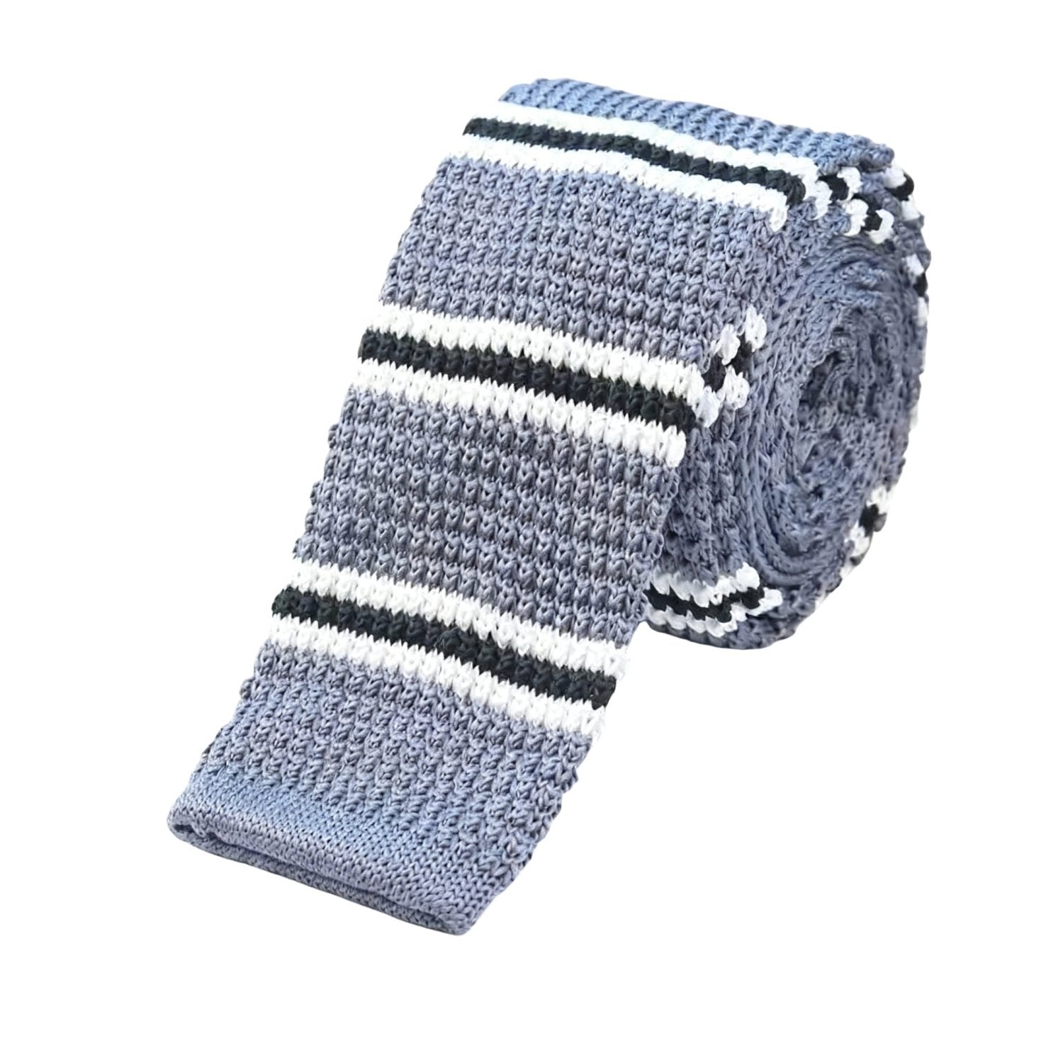 Gray With Black White Striped Necktie