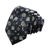 Black White Floral Necktie