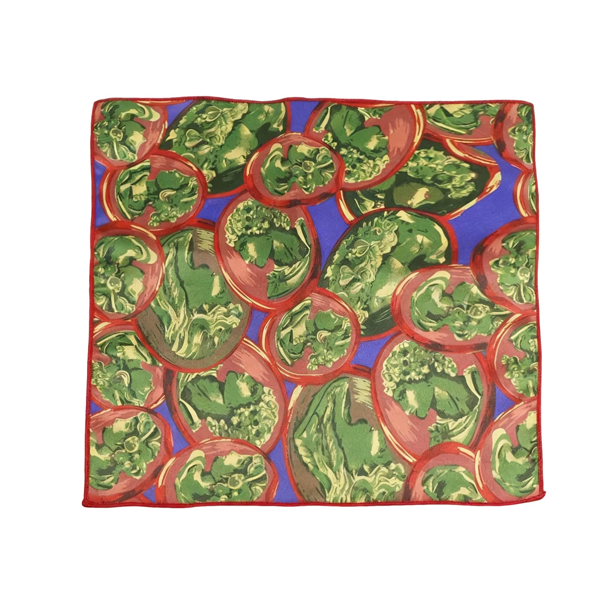 Blue Green Cameo Pocket Square