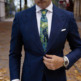 Green with Blue Oil-Painting Necktie