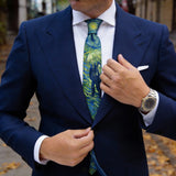 Green with Blue Oil-Painting Necktie