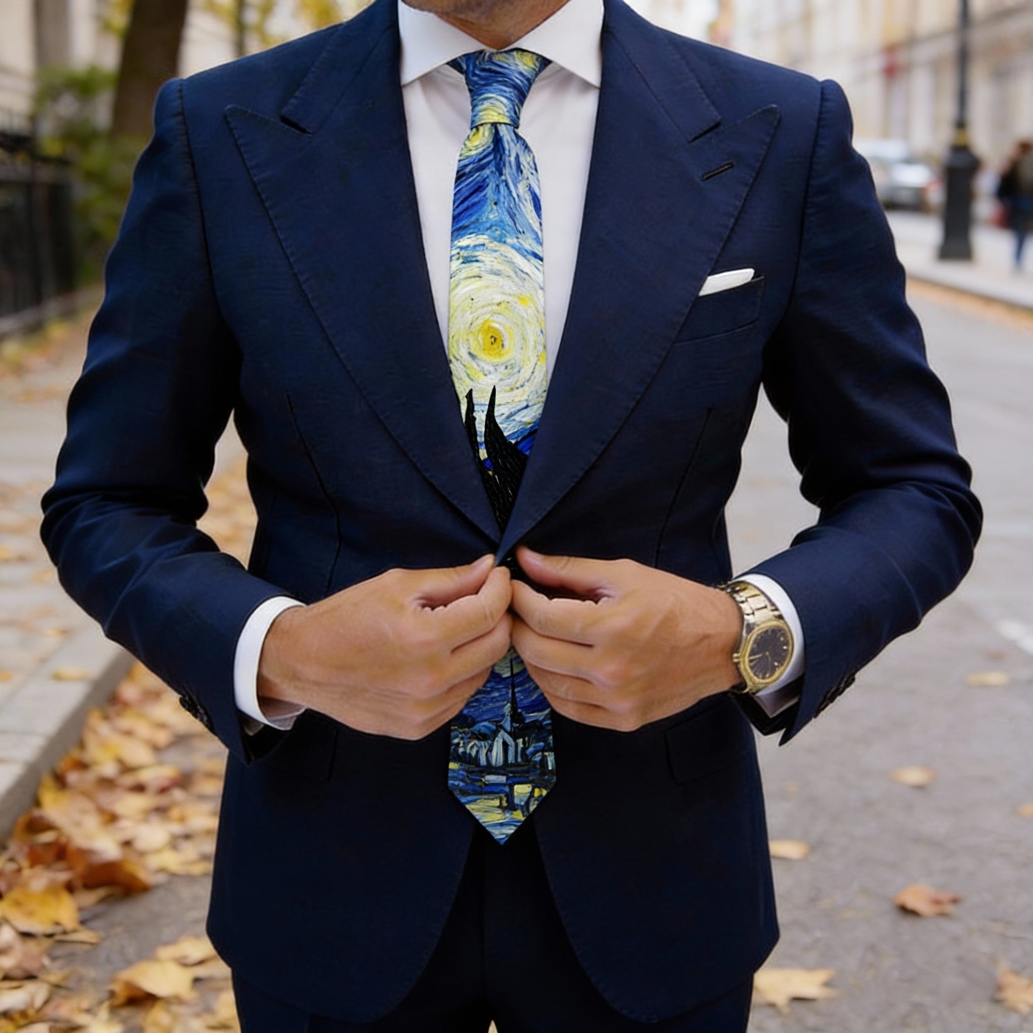 Blue With Yellow Starry Night Necktie
