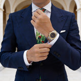 Green with Red Floral Necktie