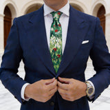 Green with Red Floral Necktie