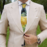 Green With Yellow Landscape Necktie