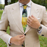 Green With Yellow Landscape Necktie