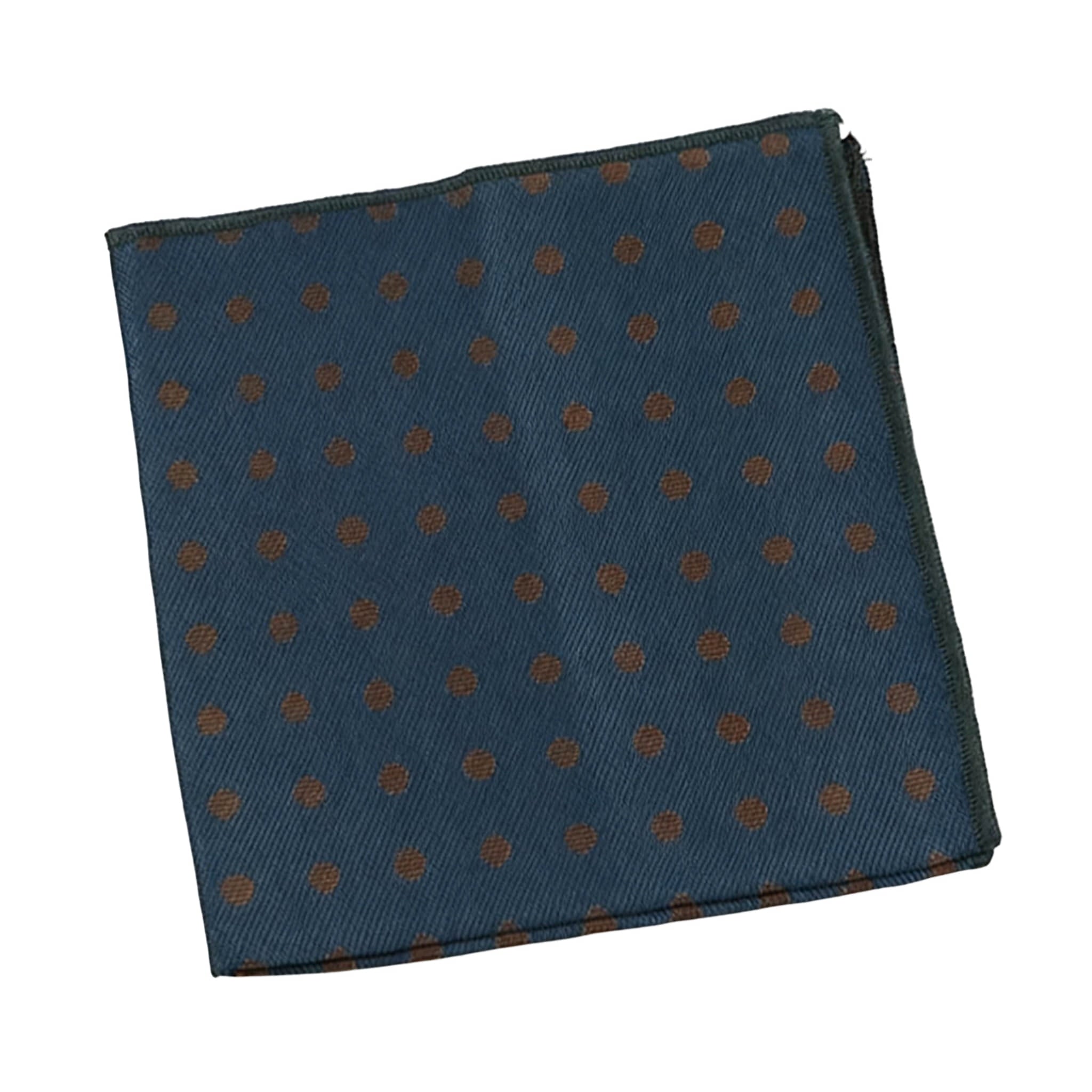 Teal Brown Polka Dot Pocket Square