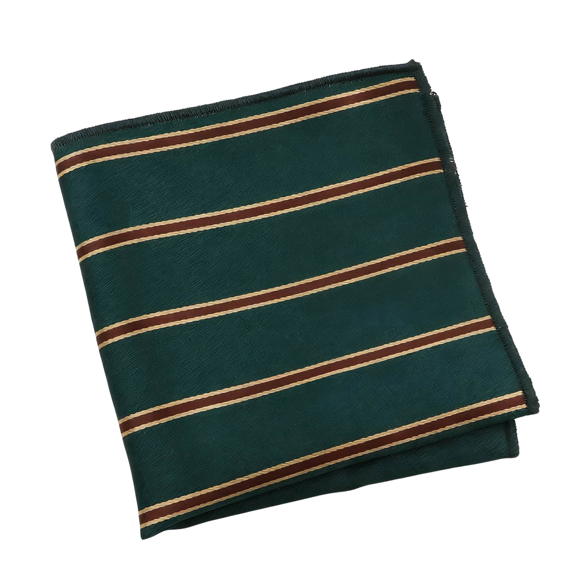 Green Brown Striped Pocket Square