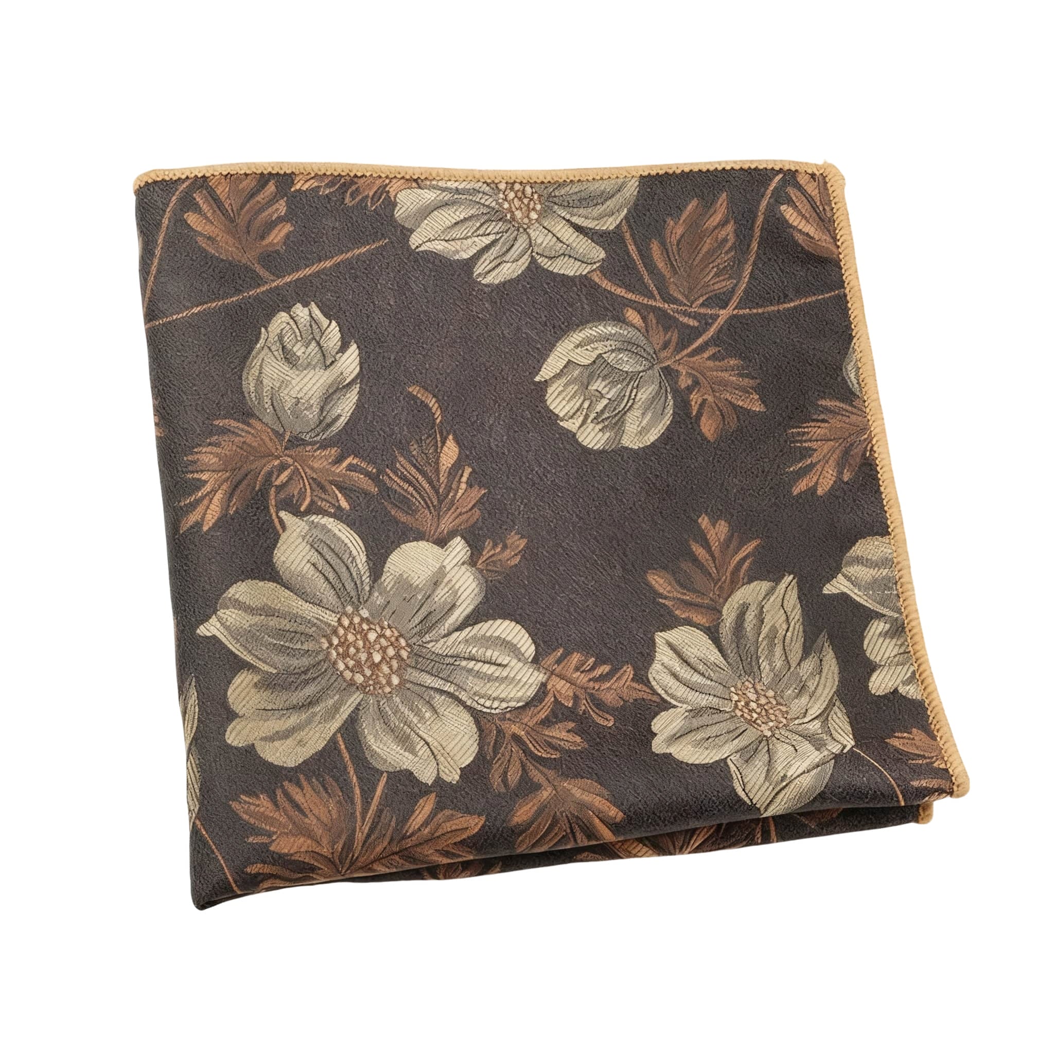 Brown Gold Floral Pocket Square