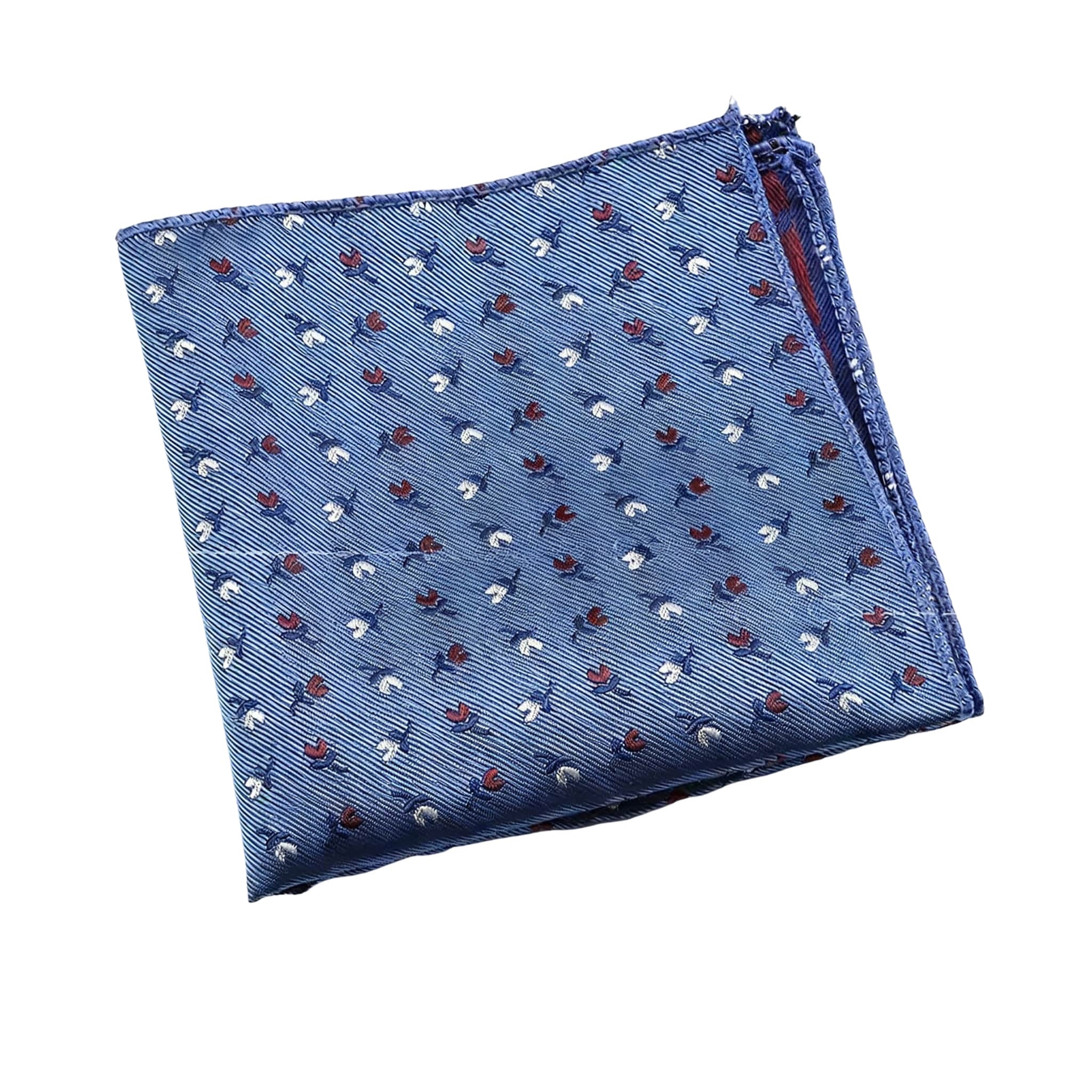 Light Blue Red Floral Pocket Square