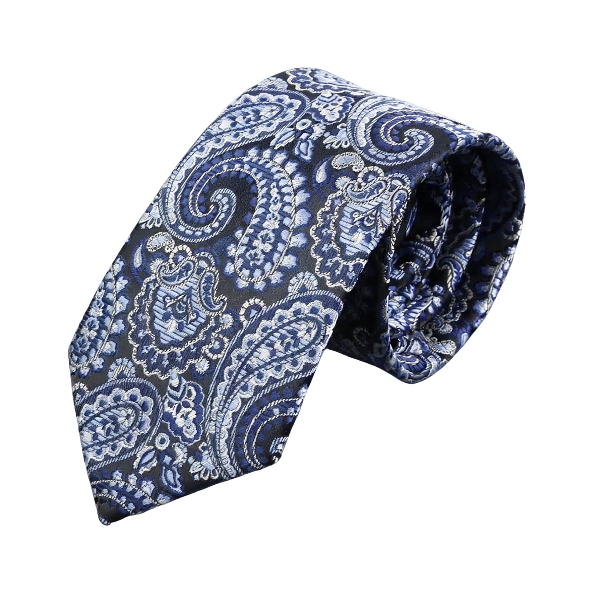Black Blue Paisley Necktie