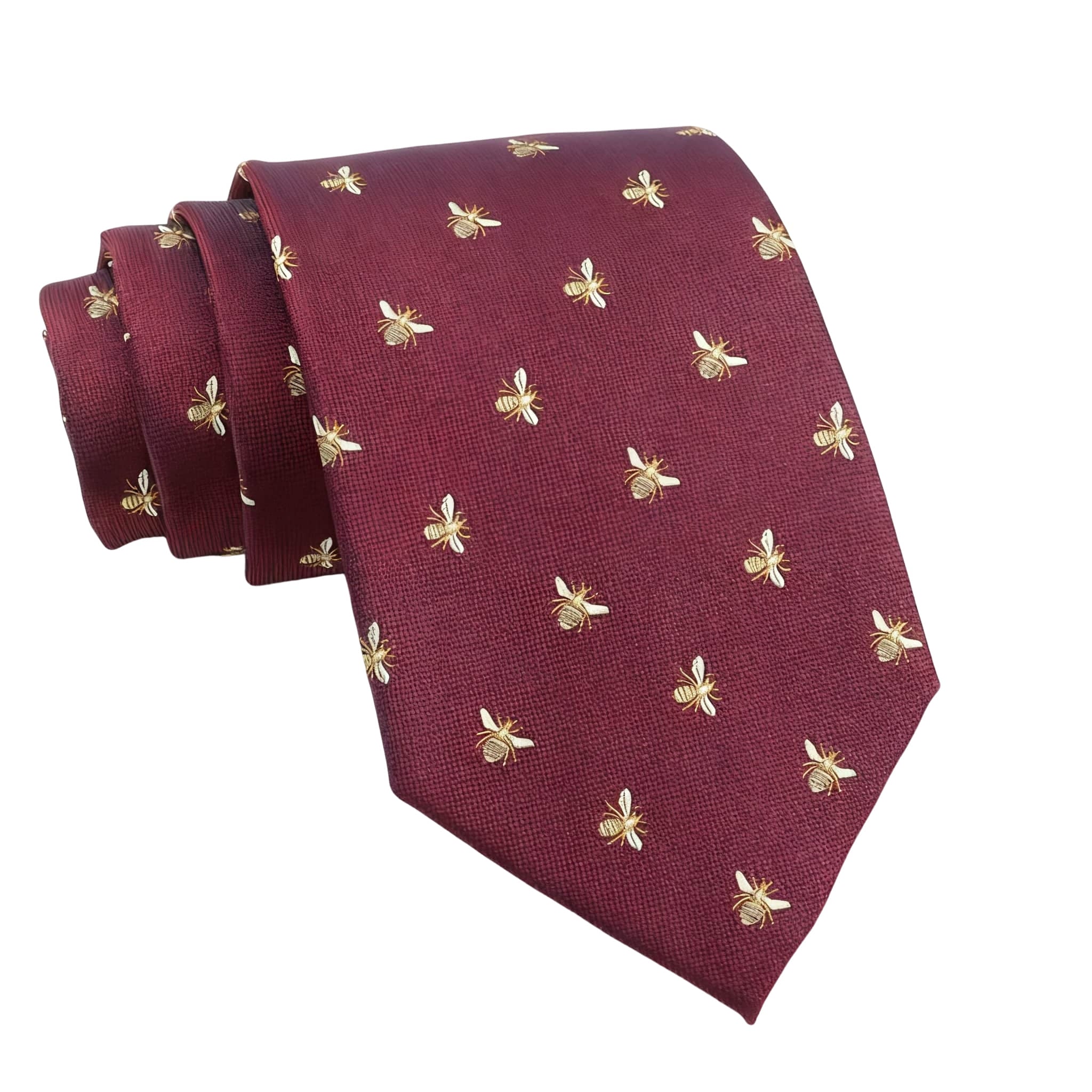 Burgundy Gold Bee Necktie