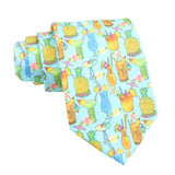 Light Blue With Colorful Cocktails, Pineapples & Flowers Necktie
