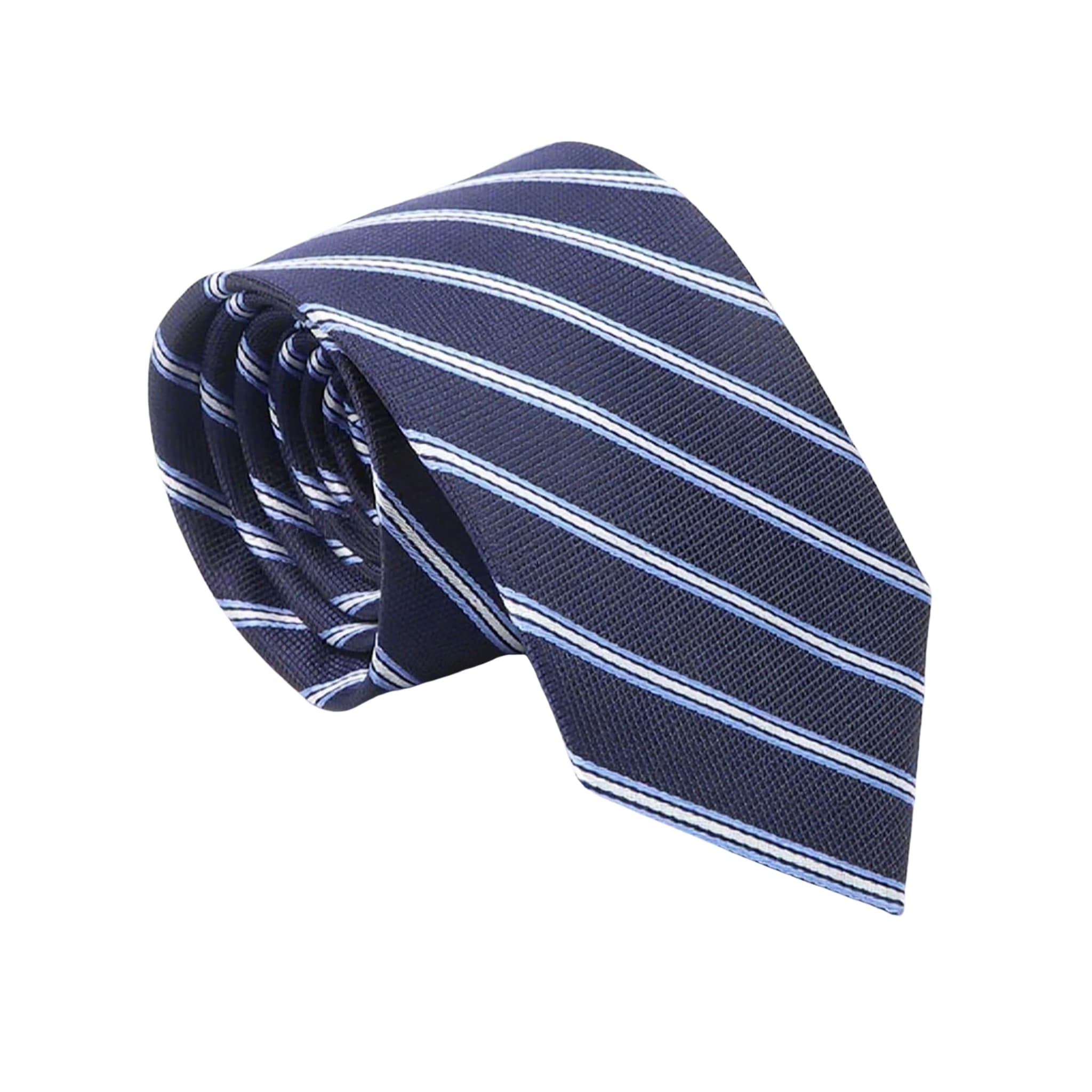 Navy Blue White Striped Necktie