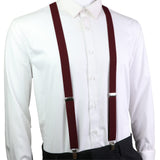 Men's Burgundy Solid Y‑Back Clip‑On Suspenders