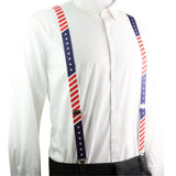 USA Star & Stripe Pattern Adjustable Clip‑On Suspenders