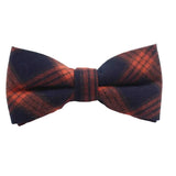 Navy Orange Plaid Bow Tie
