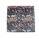 Navy Blue Red Floral Pocket Square