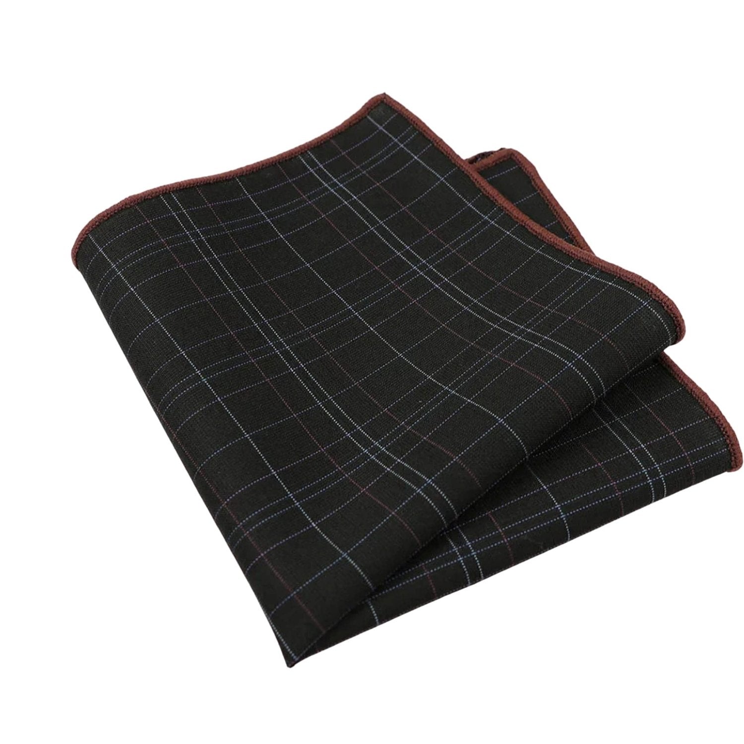 Black with White Red Blue Plaid Pocket Square