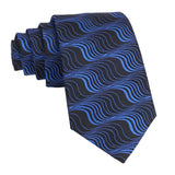 Black Blue Wavy Necktie