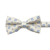 Beige Blue Floral Bowtie