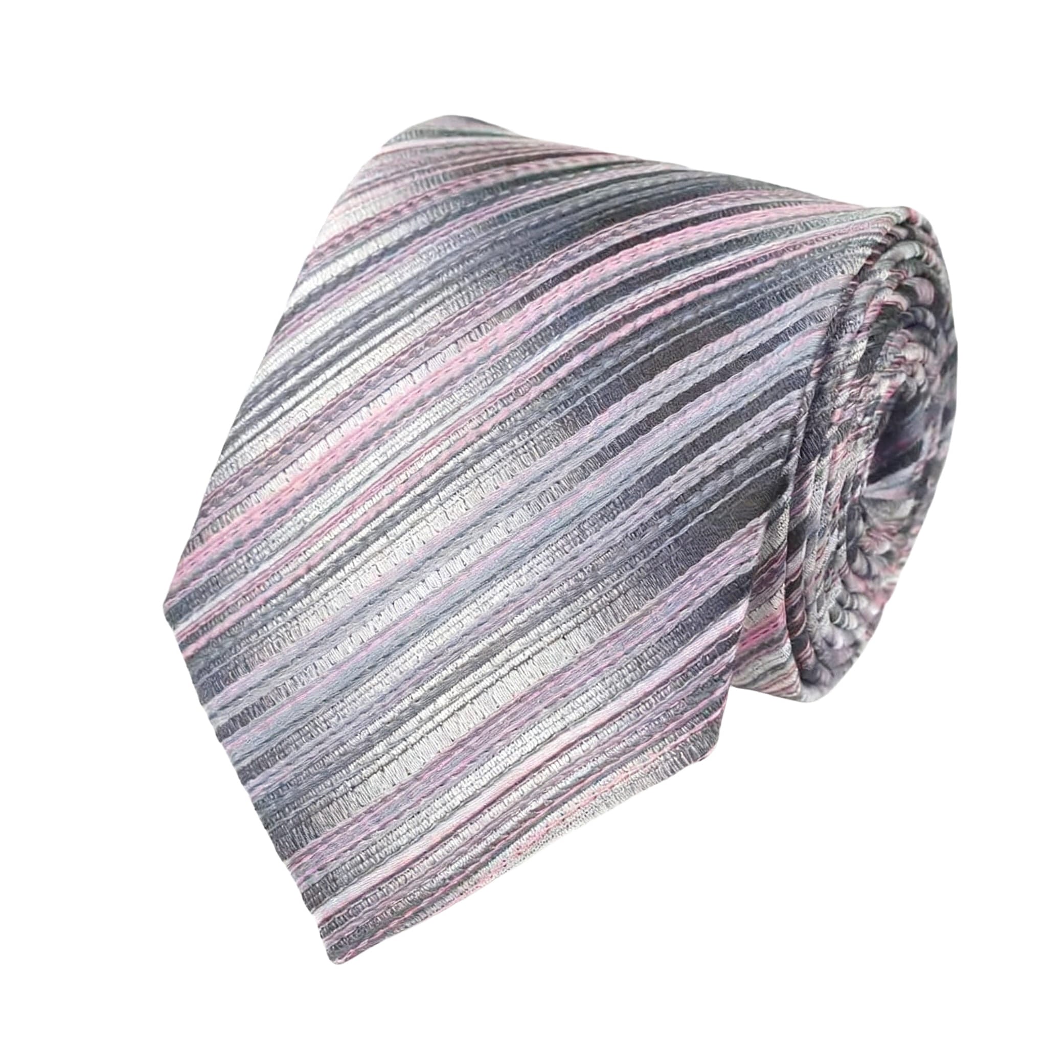 Gray Pink Striped Tie