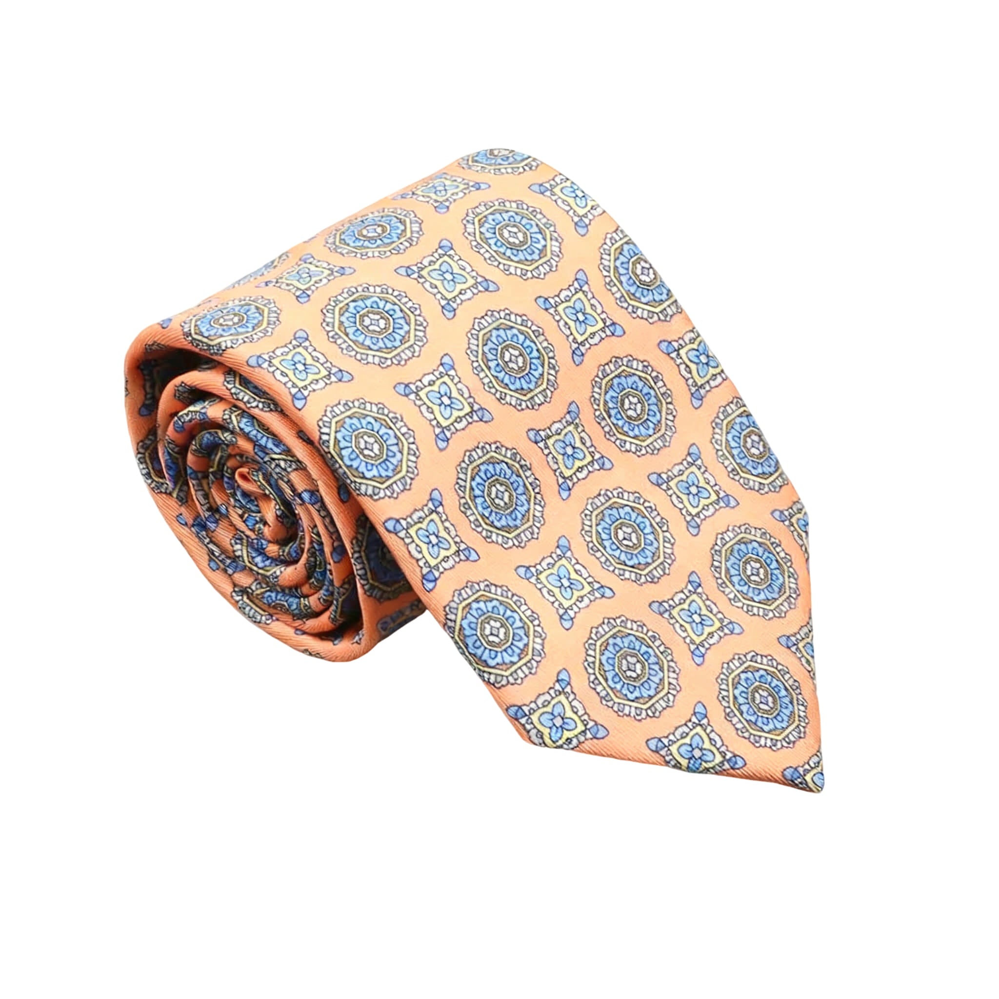 Peach Blue Geometric Necktie