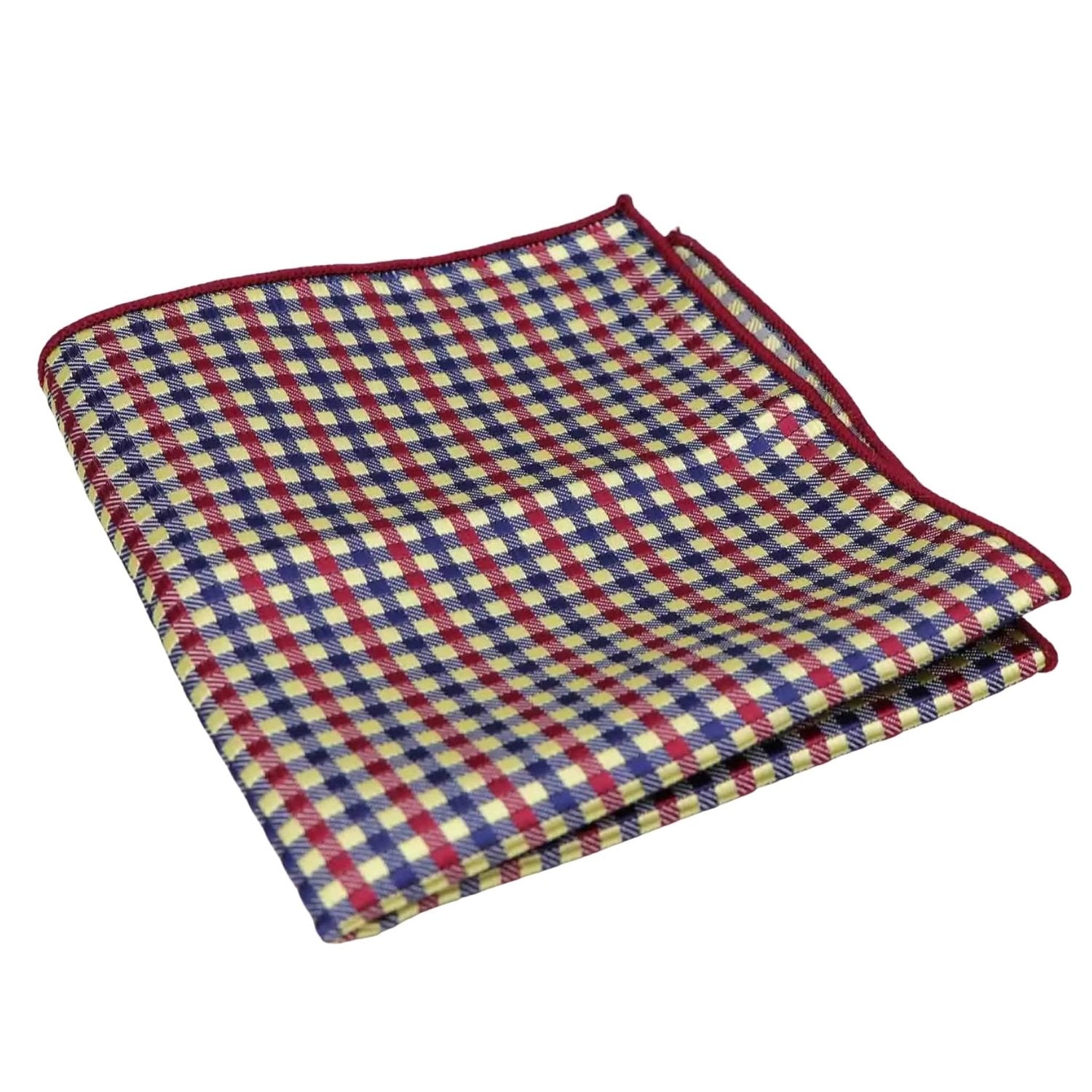 Blue With Red Yellow Checkered Pocket Square