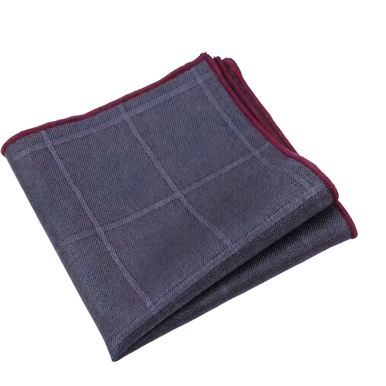 Dark Gray With Red Plaid Pocket Square