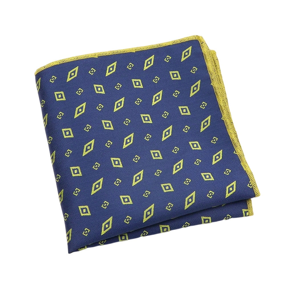 Blue Yellow Diamond Pocket Square
