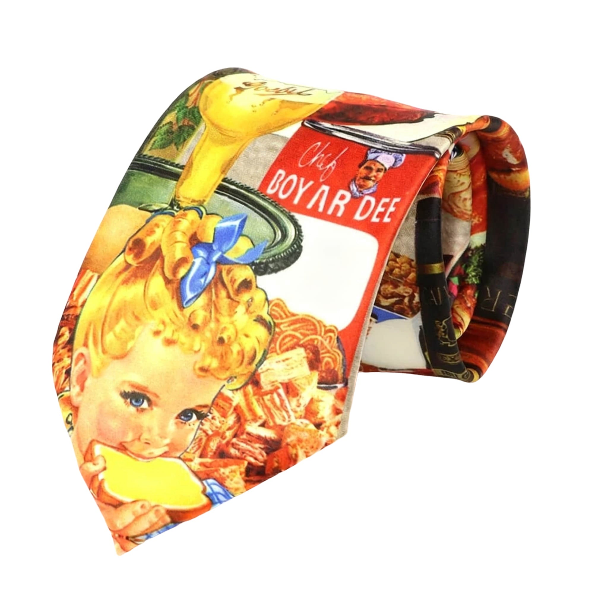 Beige Red Food Necktie