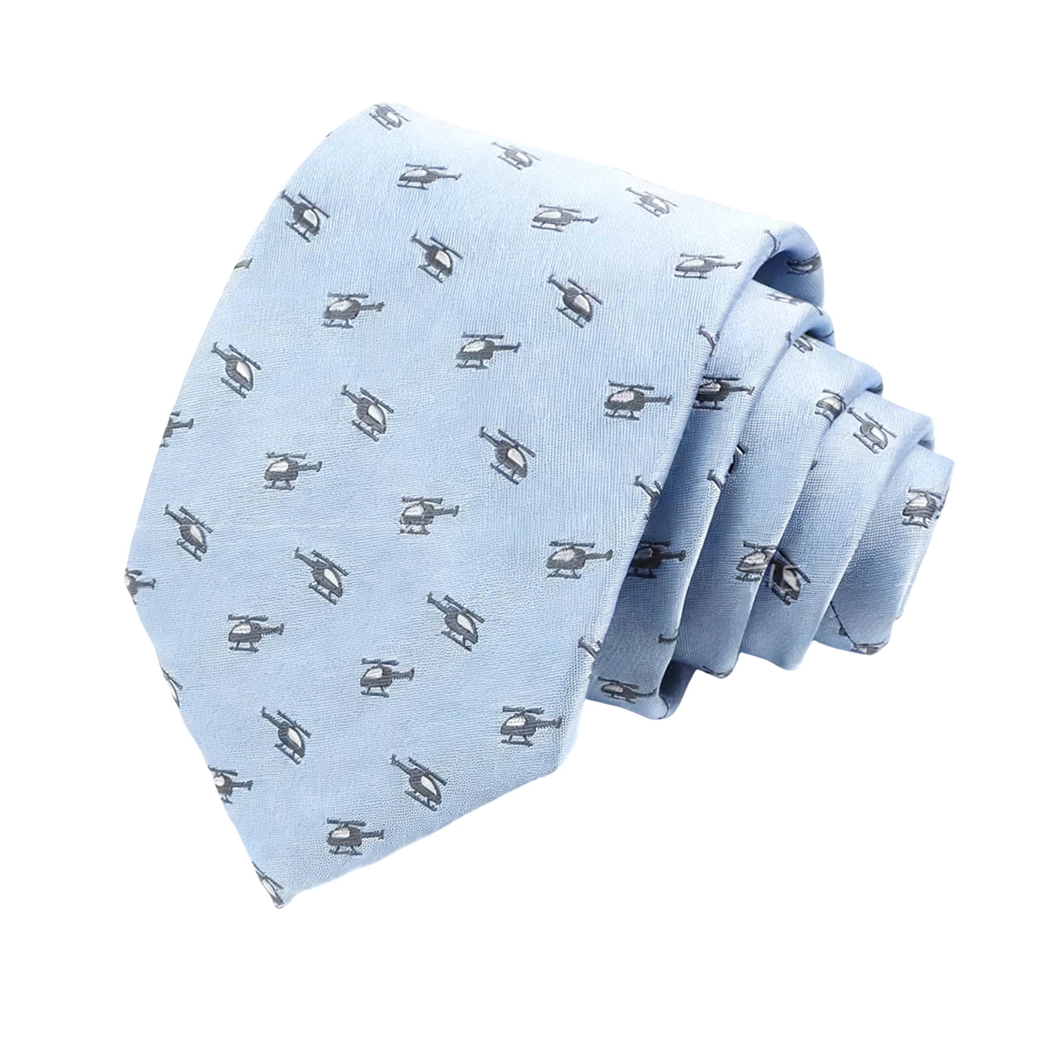 Light Blue Gray Helicopter Necktie
