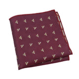 Maroon Gold Bee Pocket Square