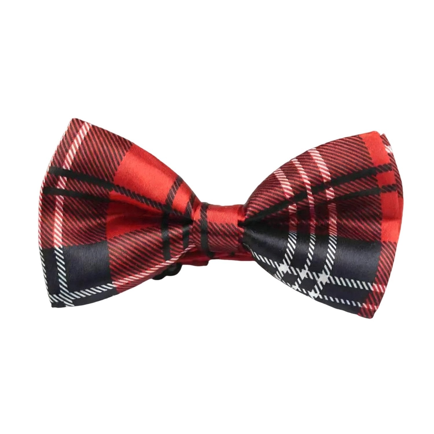 Red with Black White Plaid Bowtie