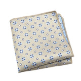 Tan Blue Floral Pocket Square