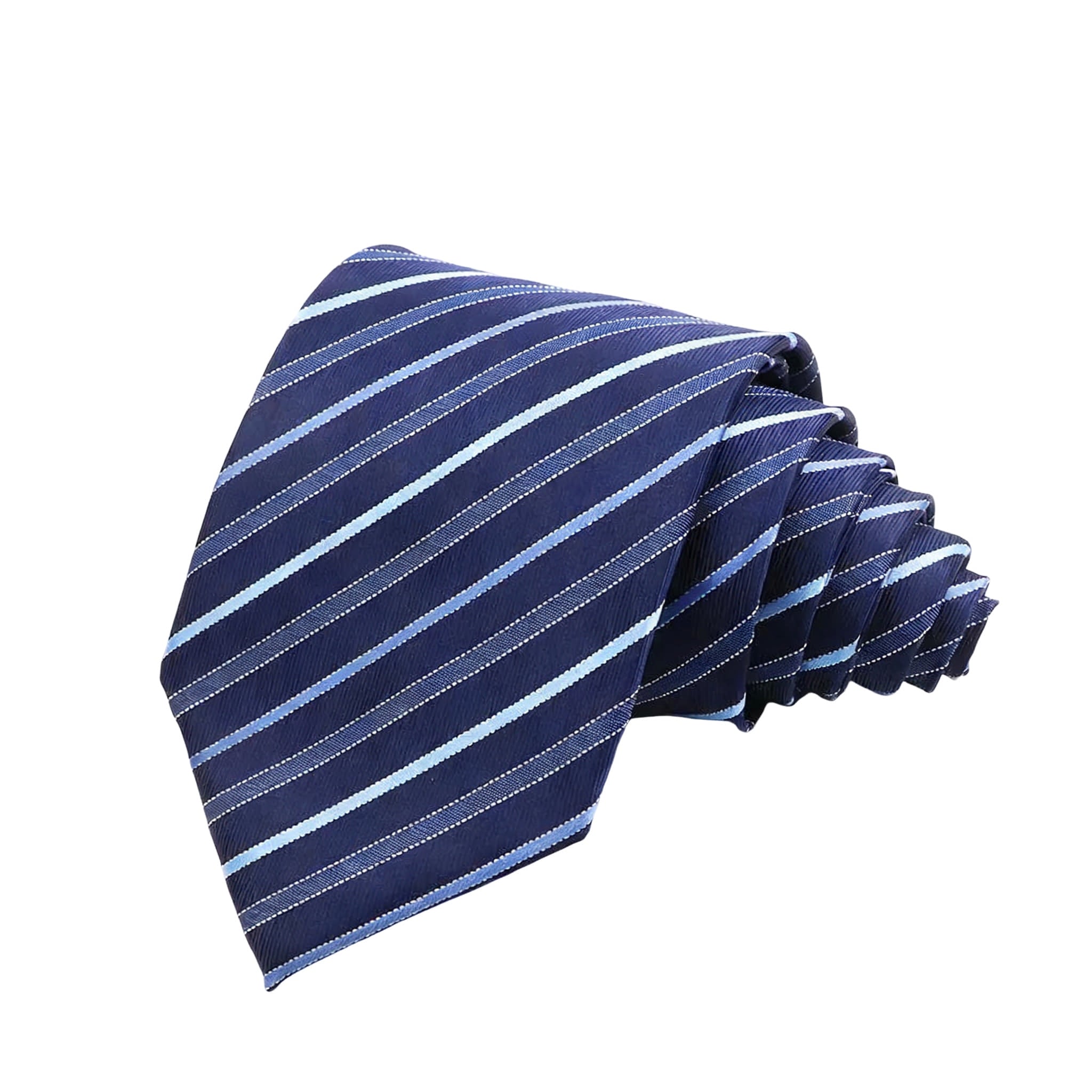 Navy With Light Blue Striped Necktie