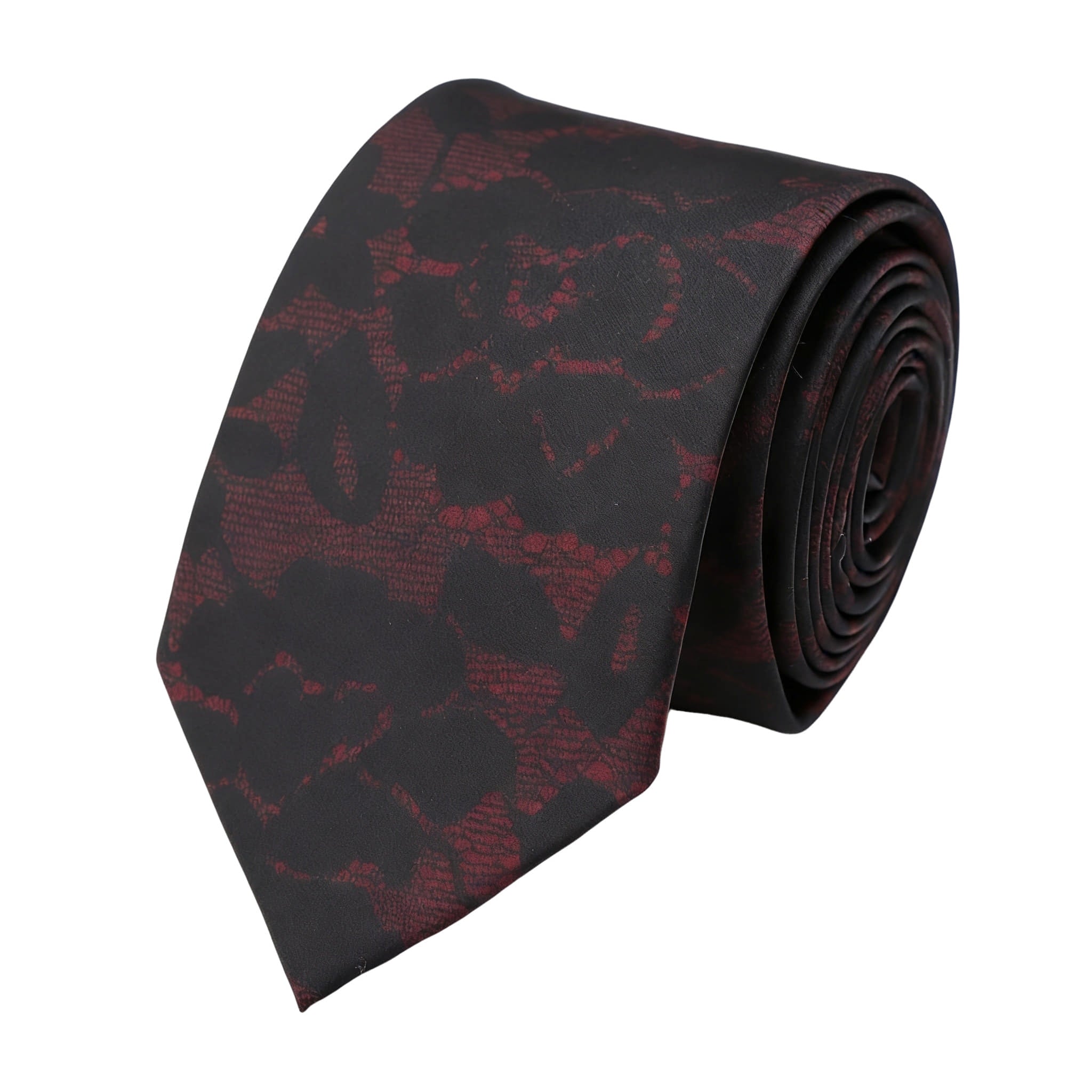 Black Red Floral Necktie
