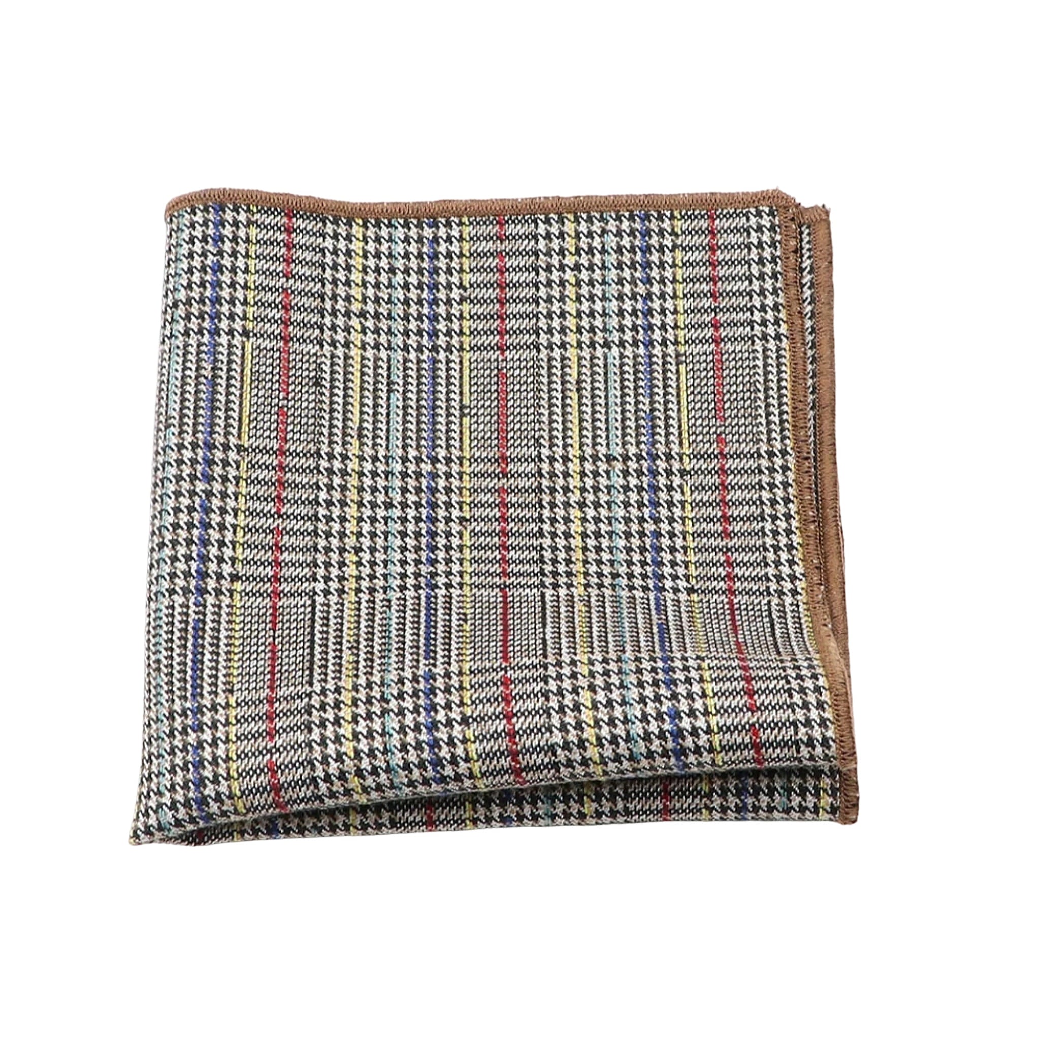 Beige Multicolor Plaid Pocket Square