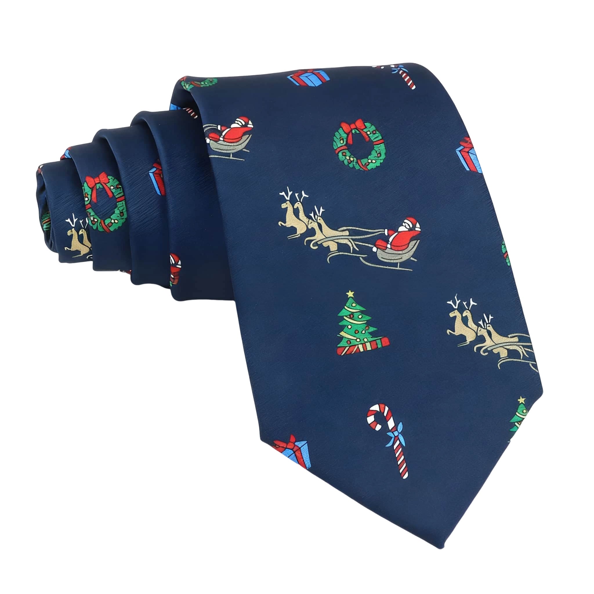 Navy Blue Red Santa Claus Necktie