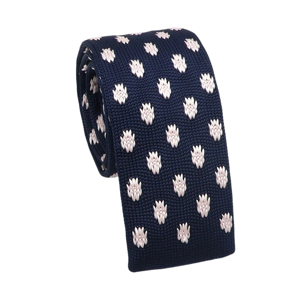 Navy Blue White Dotted Necktie