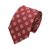 Burgundy Beige Floral Necktie
