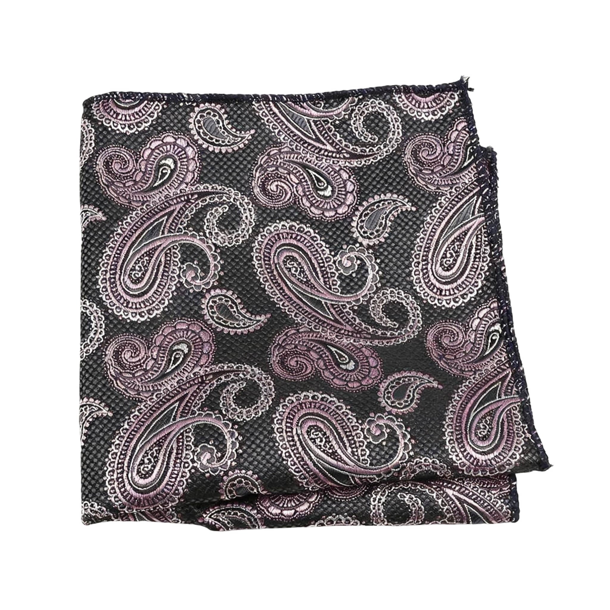 Black Purple Paisley Pocket Square