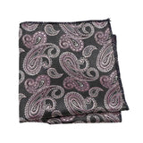 Black Purple Paisley Pocket Square