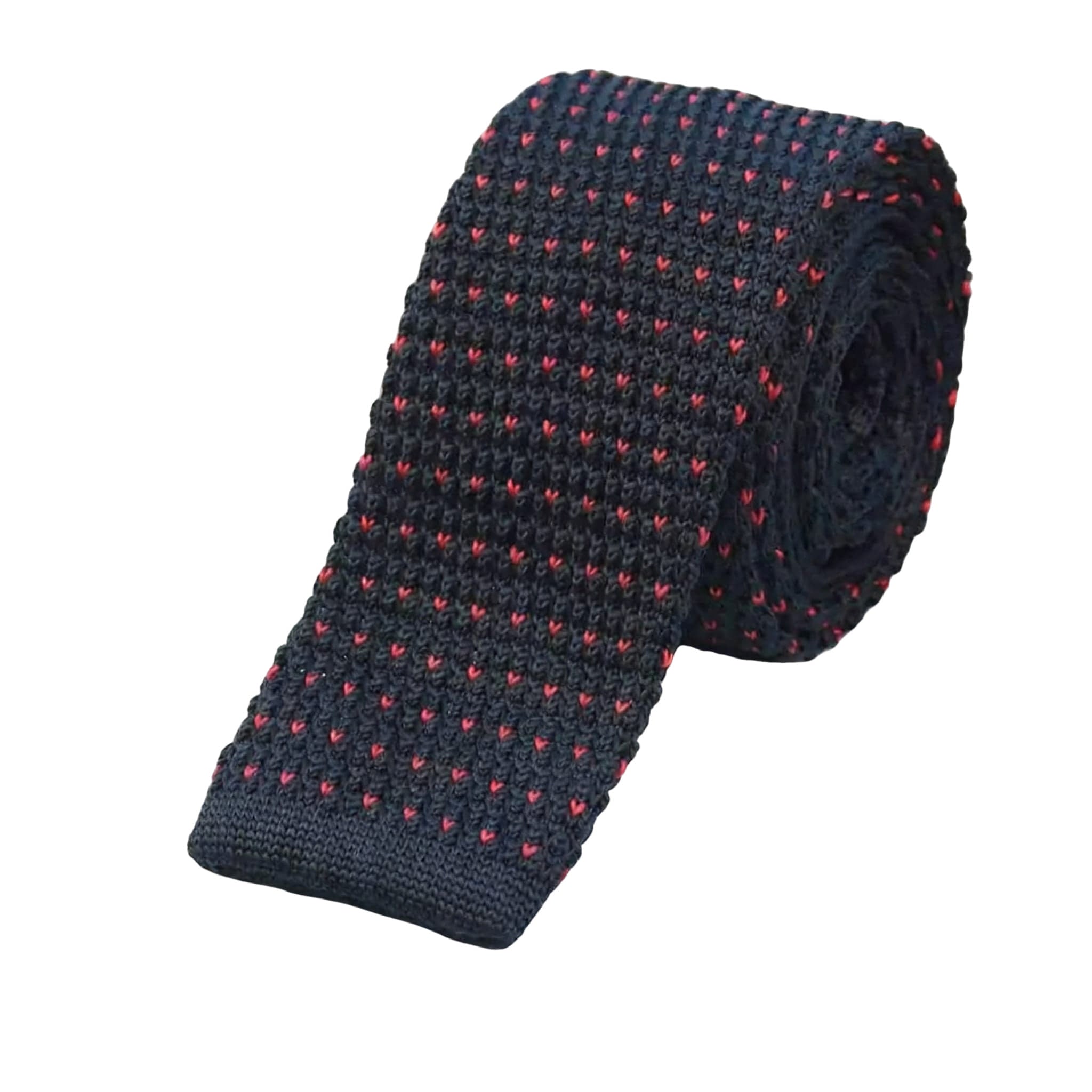Black Red Dot Knitted Necktie