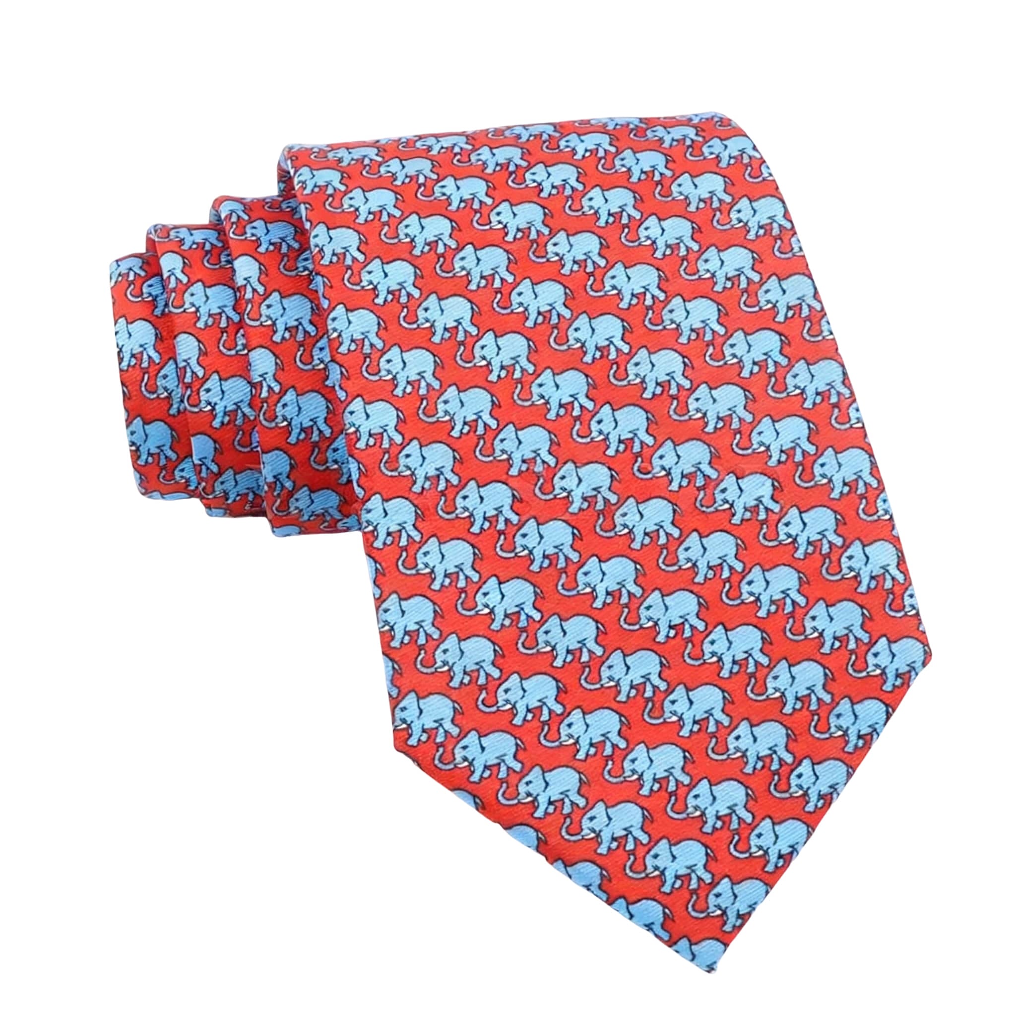 Red Necktie With Blue Elephants