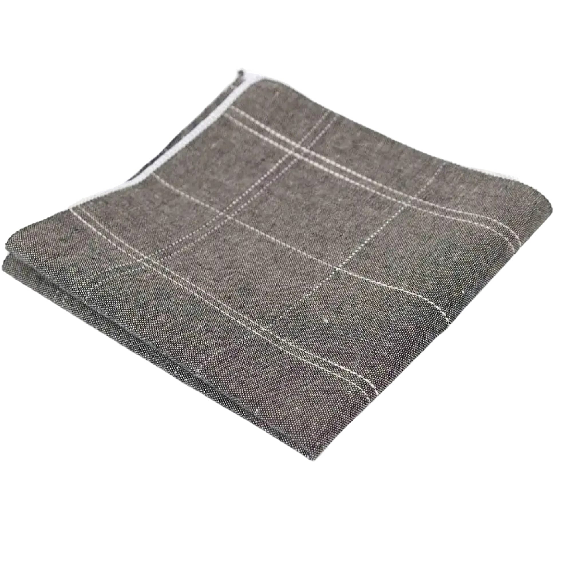 Charcoal Gray White Plaid Pocket Square