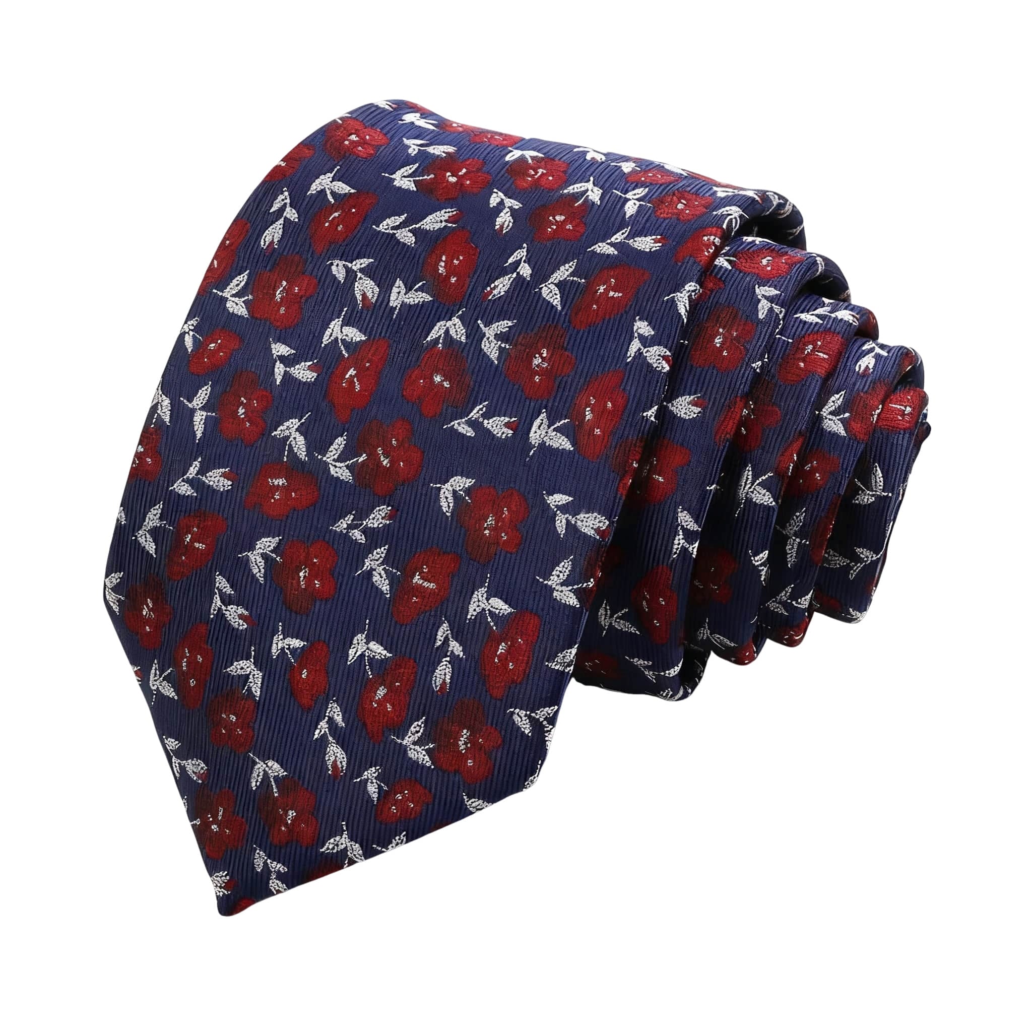 Navy Blue Red Floral Necktie
