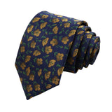 Navy Blue Gold Floral Necktie