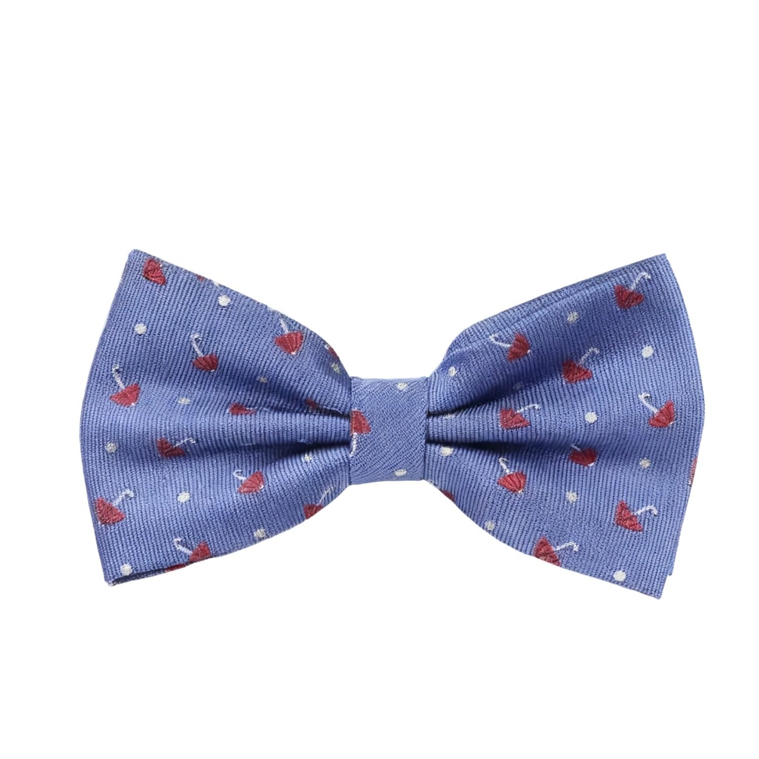 Blue With Red Umbrella White Dot Bowtie