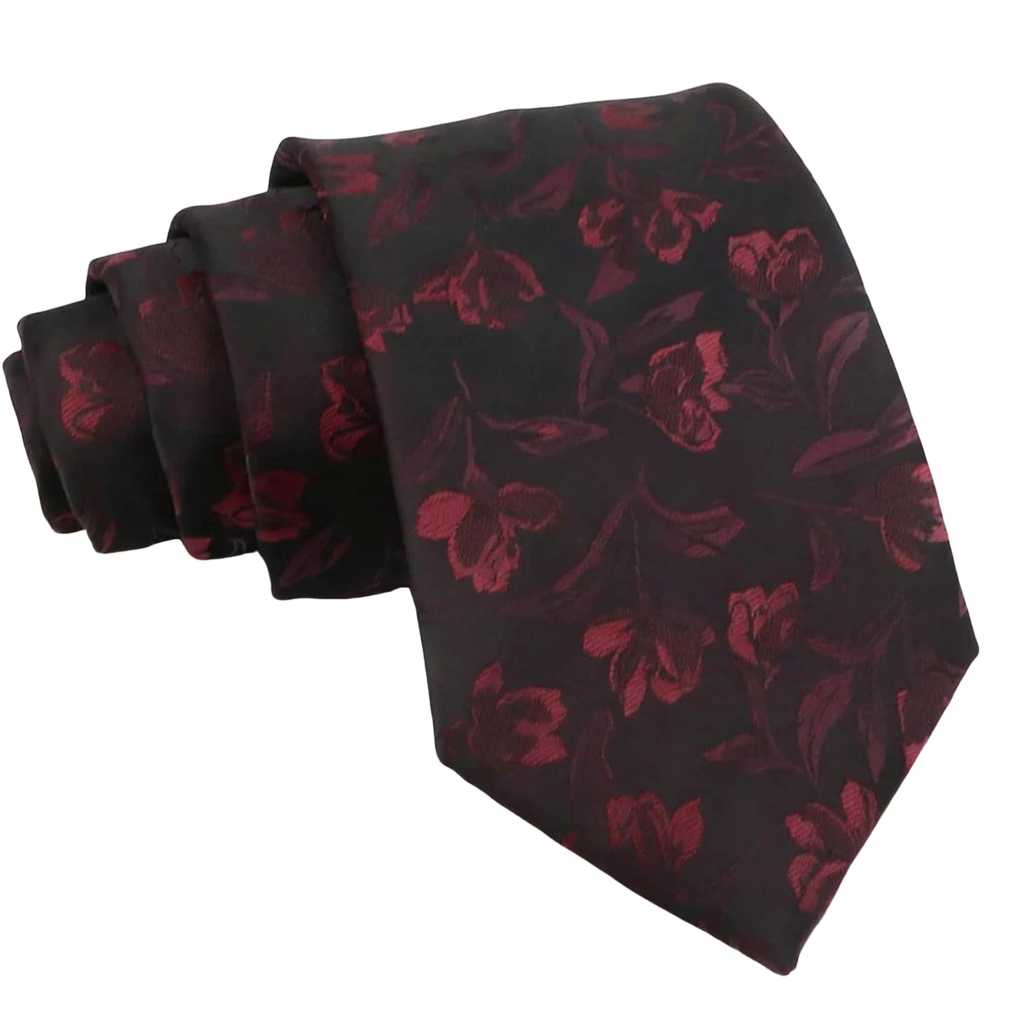Black Red Floral Necktie